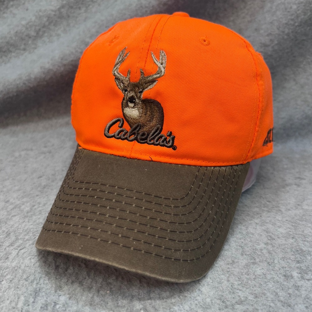 Cabela's Deer Head Mens Orange Hunting Hat Adjustable OSFM